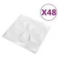Panneaux muraux 3D 48 pcs 50x50 cm blanc diamant 12 m²