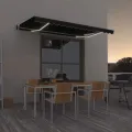 Auvent automatique capteur de vent et LED 400x350 cm Anthracite