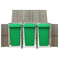 Abri pour poubelle triple Gris 207x80x117 cm Résine tressée