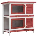 Clapier d'extérieur 4 portes Rouge Bois