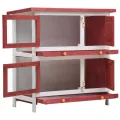 Clapier d'extérieur 4 portes Rouge Bois