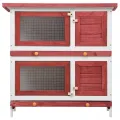 Clapier d'extérieur 4 portes Rouge Bois