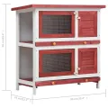 Clapier d'extérieur 4 portes Rouge Bois