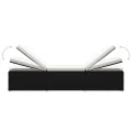 Chaises longues de jardin table à thé 3 pcs Résine tressée Noir