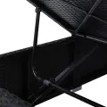 Chaises longues de jardin table à thé 3 pcs Résine tressée Noir