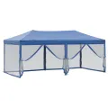 Tente de réception pliable avec parois Bleu 3x6 m