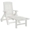 Chaise longue pliable avec roues blanc PP