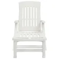 Chaise longue pliable avec roues blanc PP