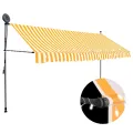 Auvent manuel rétractable avec LED 400 cm Blanc et orange