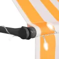 Auvent manuel rétractable avec LED 400 cm Blanc et orange