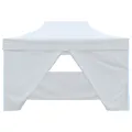 Tente de réception pliable avec 4 parois 3x4 m Acier Blanc