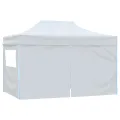 Tente de réception pliable avec 4 parois 3x4 m Acier Blanc