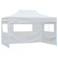 Tente de réception pliable avec 4 parois 3x4 m Acier Blanc