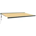 Auvent rétractable jaune et blanc 5x3 m tissu et aluminium