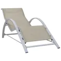 Chaises longues lot de 2 avec table Aluminium Crème