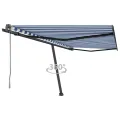 Auvent automatique sur pied 400x350 cm Bleu/Blanc