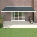 Auvent rétractable anthracite 5x3 m tissu et aluminium