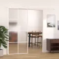 Porte coulissante Verre ESG dépoli et aluminium 90x205 cm Blanc