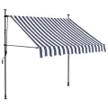 Auvent manuel rétractable avec LED 150 cm Bleu et blanc