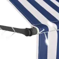 Auvent manuel rétractable avec LED 150 cm Bleu et blanc