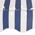 Auvent manuel rétractable avec LED 150 cm Bleu et blanc