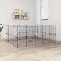 Cage animaux de compagnie à 36 panneaux et porte Noir 35x35 cm