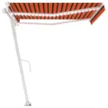 Auvent automatique capteur de vent/LED 450x300 cm Orange marron