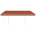Auvent automatique capteur de vent et LED 4,5x3 m Orange marron