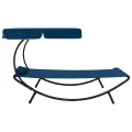 Lit de repos d'extérieur avec auvent et oreiller bleu