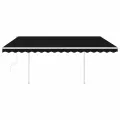 Auvent rétractable automatique avec poteaux 4x3 m Anthracite