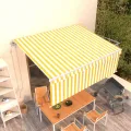 Auvent automatique rétractable avec store 4x3 m Jaune et blanc