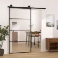 Porte coulissante et kit de quincaillerie 102,5x205cm Verre ESG