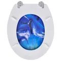 Sièges de toilette avec couvercles 2 pcs MDF Dauphin