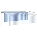 Auvent automatique rétractable avec store 4x3 m Bleu et blanc