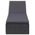 Chaise longue Résine tressée Noir et gris foncé