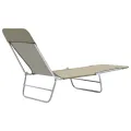 Chaises longues pliables lot de 2 Acier et tissu Taupe