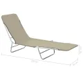 Chaises longues pliables lot de 2 Acier et tissu Taupe