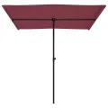 Parasol de jardin et mât en aluminium 2x1,5 m rouge bordeaux