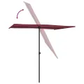 Parasol de jardin et mât en aluminium 2x1,5 m rouge bordeaux