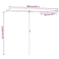 Parasol de jardin et mât en aluminium 2x1,5 m rouge bordeaux