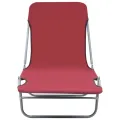 Chaises longues pliables lot de 2 Acier et tissu Rouge