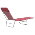 Chaises longues pliables lot de 2 Acier et tissu Rouge
