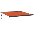 Auvent rétractable orange et marron 4,5x3 m tissu et aluminium