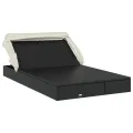 Transat 2 places avec toit pliable noir 213x118x97 cm
