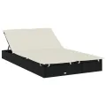 Transat 2 places avec toit pliable noir 213x118x97 cm