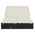 Transat 2 places avec toit pliable noir 213x118x97 cm