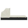 Transat 2 places avec toit pliable noir 213x118x97 cm