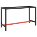 Cadre de banc de travail Noir et rouge mat 140x50x79 cm Métal