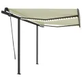 Auvent manuel rétractable avec LED 3,5x2,5 m Crème