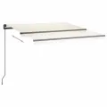 Auvent manuel rétractable avec LED 3,5x2,5 m Crème